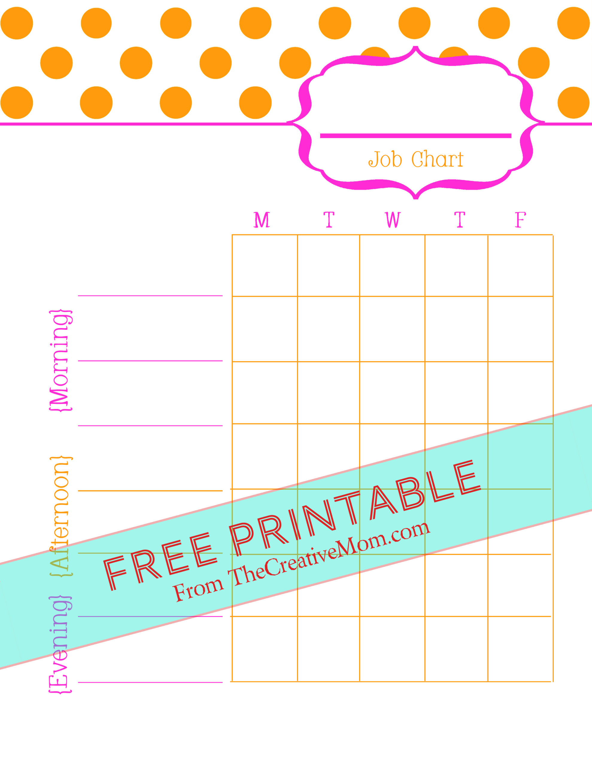 Printable Job Charts for Kids Free Download - The Creative Mom