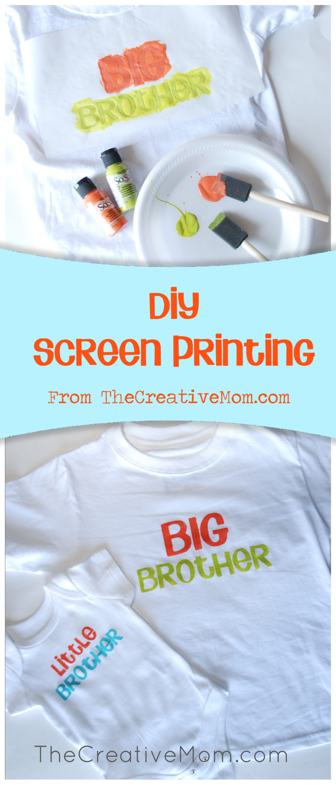 DIY Screen printing {Big Brother & Sister Shirts} - The Creative Mom