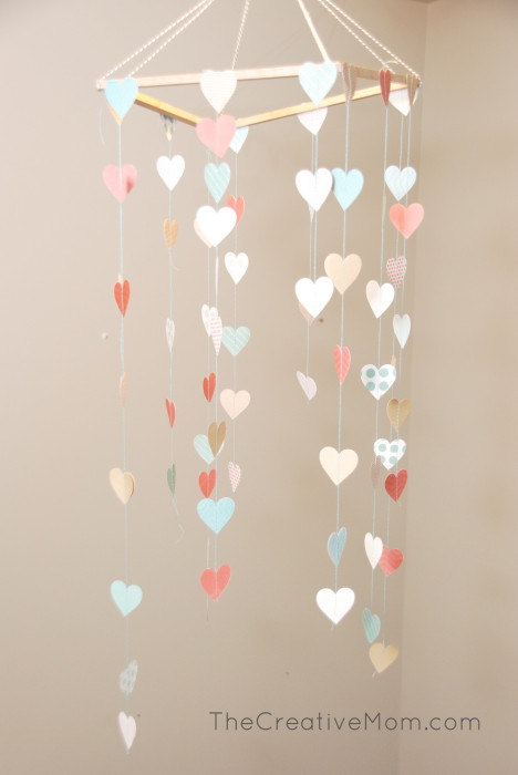 Paper Heart Crib Mobile - The Creative Mom